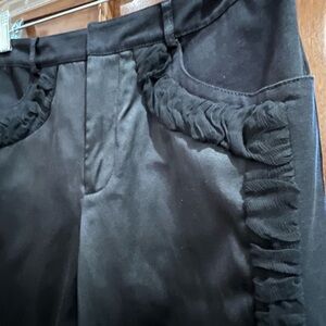 Catherine Maladrino Black Ruffled Pants, No Wear